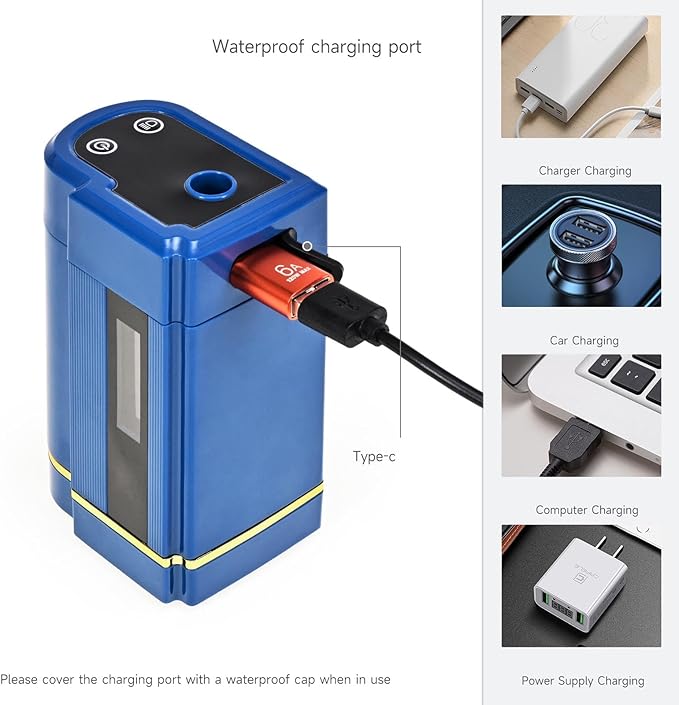 Asixxsix Portable Camping Shower 4000mAh Rechargeable Outdoor Shower Head Sprayer Electric Pump Kit with Showerhead Air Stone and 2.4m Hose for Hiking Dog Bath Car Washing