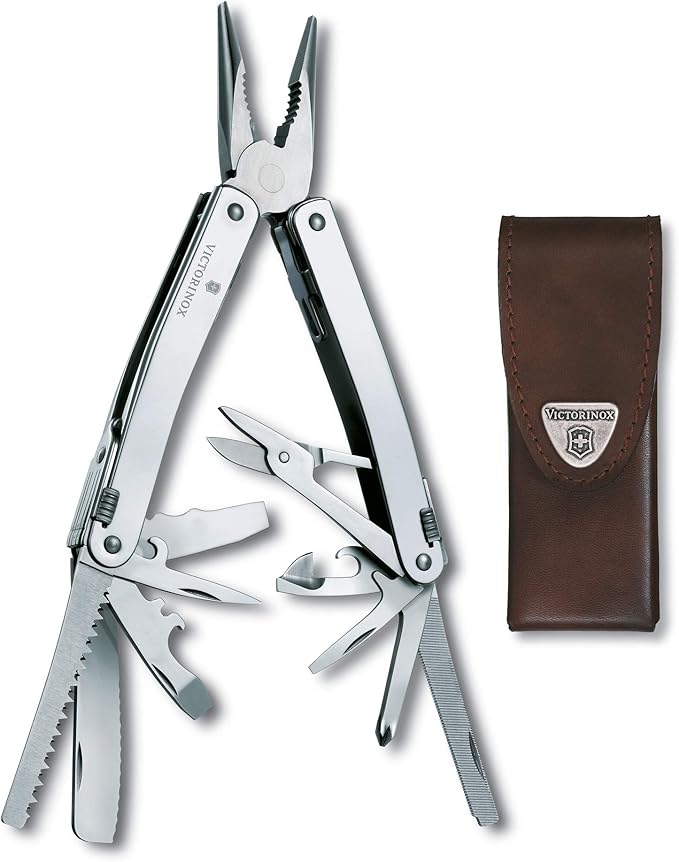 Victorinox Swiss Tool Spirit XC Swiss Army Pocket Knife Large Multi Tool 24 Functions Locking Blade Case Silver