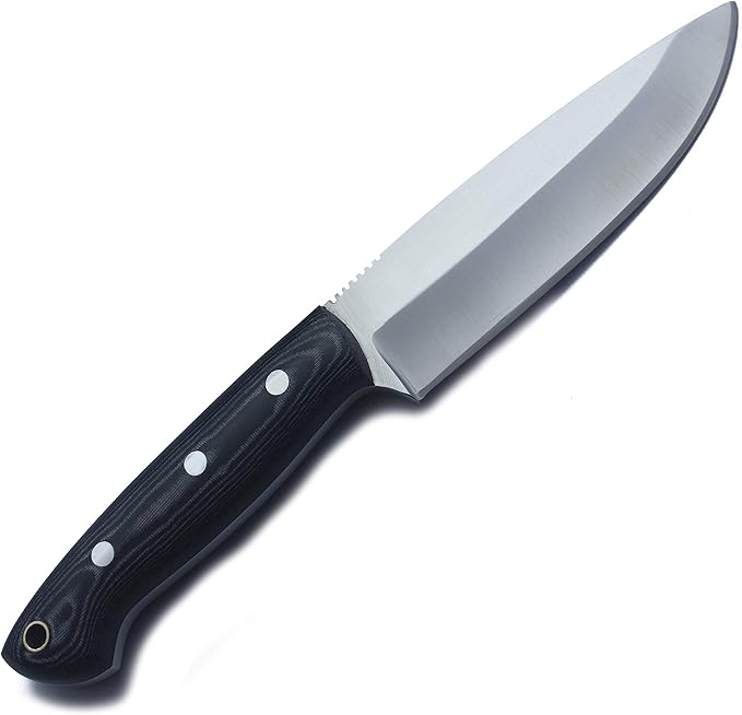 GCS Handmade Micarta Handle D2 Tool Steel Tactical Hunting Knife with leather sheath Full tang blade designed for Hunting &amp EDC GCS 124