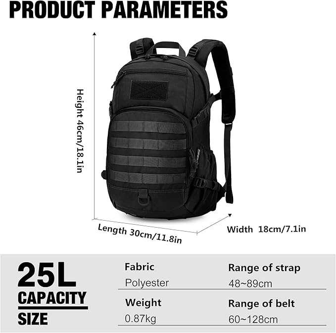 Mardingtop Small Tactical BackpackMolle Hiking Backpack for BackpackingCycling and Biking15L/25L Backpack