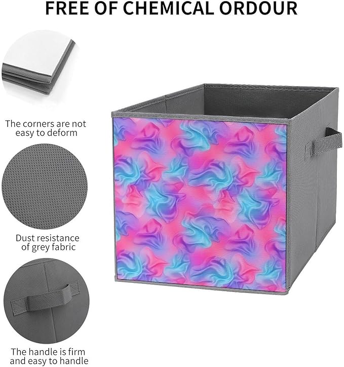 Foldable Storage Cube with Handles Purple Rainbow Bisexual Pride Flag Art 10.6 Inch Collapsible Fabric Bin for Books Clothes Toys Sturdy Organizer for Bedroom &amp Dorm