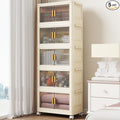 5 Tier Stackable Plastic Storage Bins with Lids 48QT Collapsible Closet Organizers and Storage with Wheels for Living RoomOfficeDorm