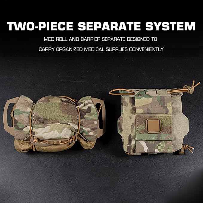 Tactical First Aid Pouch Kit: 0.177kg Ultra-Light Modular Belt/MOLLE/Pack Mount Reinforced Tactical Medic Roll