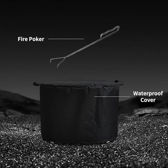27 inch Smokeless Fire Pit with Waterproof Cover Stainless Steel Outdoor Smokeless Firepit Wood Burning Fire Pits for Camping BonfireLow Smoke Firepit for Outside