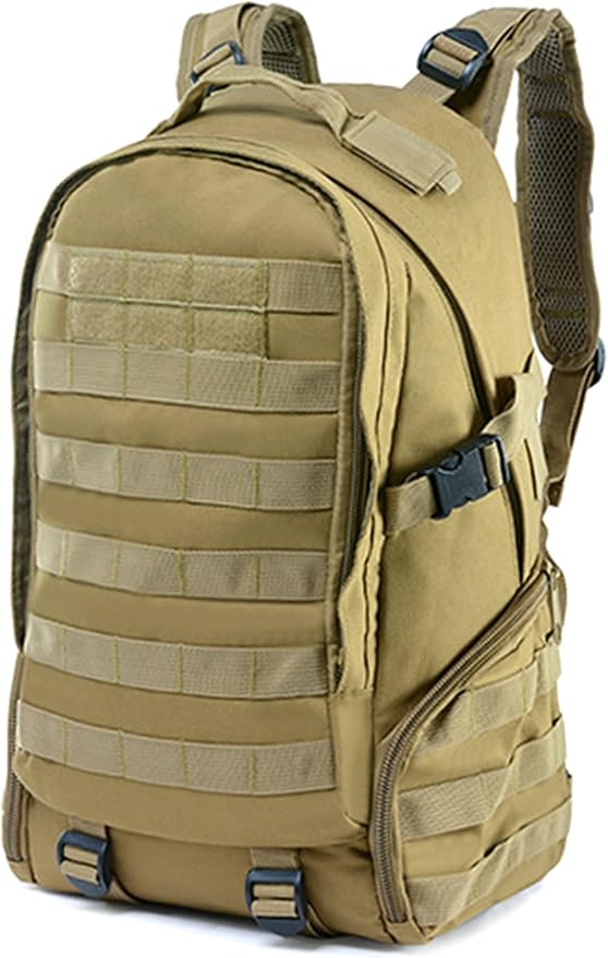 Large Capacity Men's Tactical Outdoor Backpack Oxford Cloth Camping Travel Duffle Bags Multi-pocket Hiking Daypack (Brown)