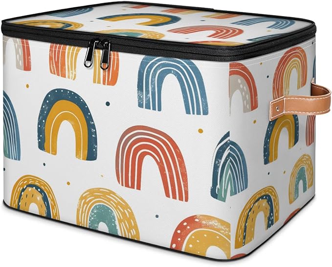 Storage Bins with Lids Rainbows Storage Basket Clothes Organizer with Handles Closet Storage Containers for Clothing Bedding Blanket