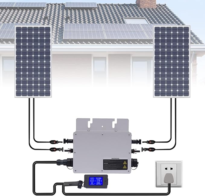 Microinverter Solar Micro Inverter Waterproof IP65 Wvc-700W Solar Grid Tie Micro Inverter Automatic Identification Power Inverter Aluminum Alloy (WVC-700w LCD Display)