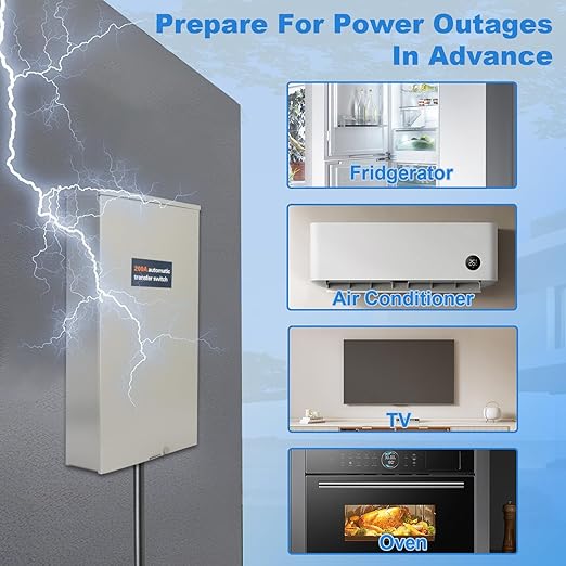 200 Amp Automatic Transfer Switch Generator Single Phase Transfer Switch with Power Management Replacement for Generac RXSW200A3 NEMA 3R Outdoor Rated Aluminum Enclosure for Indoor and Outdoor Use