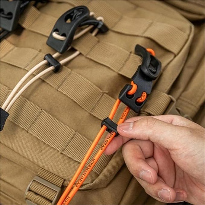 Backpack Bungee Cord 10 PCS Outdoor Backpacks Expansion Buckle Climbing Bag Extended Webbing Clip(Black)