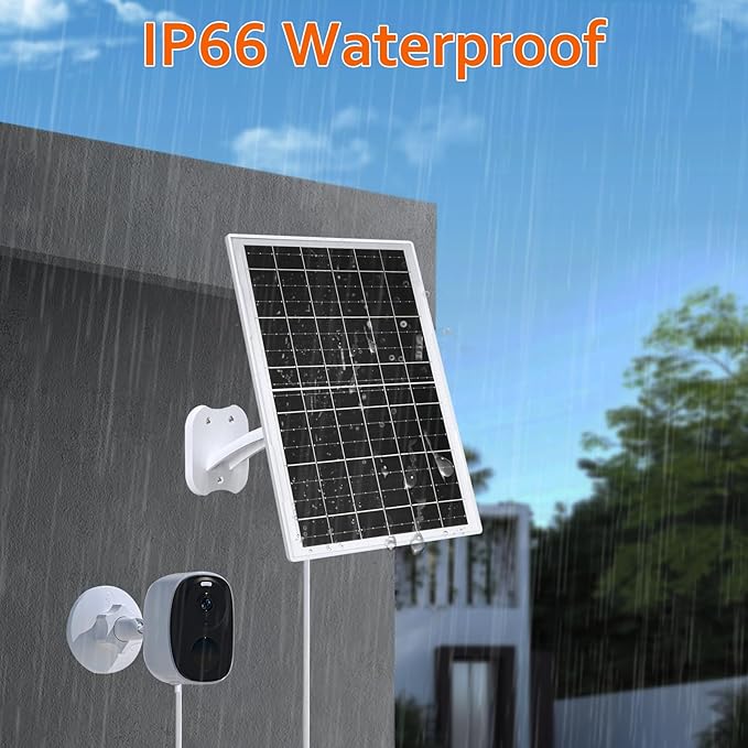 Zivif 13W Solar Panel for Outdoor Security Cameras USB-C Micro USB &amp 5.5x2.1mm DC Output 360° Adjustable Mount IP66 Waterproof 7.2FT Cable Compatible with Battery-Powered Cameras