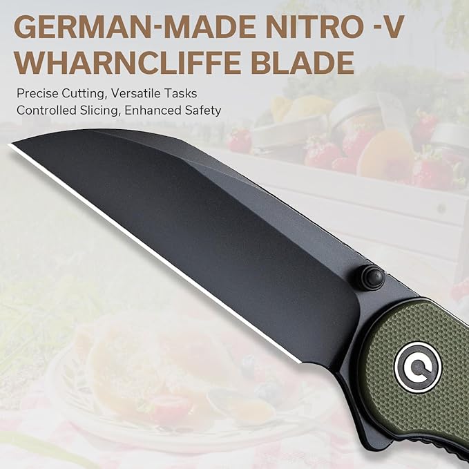 CIVIVI Pocket Knife - Elementum Folding Knife with 2.97'' Nitro-V Wharncliffe Blade G10 Handle Ideal for Outdoor EDC Gift C18062AF-2