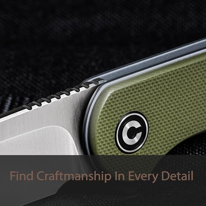 CIVIVI Knives Elementum Folding Pocket Knife 2.96 D2 Satin BladeG-10 Handles C907E (Green)