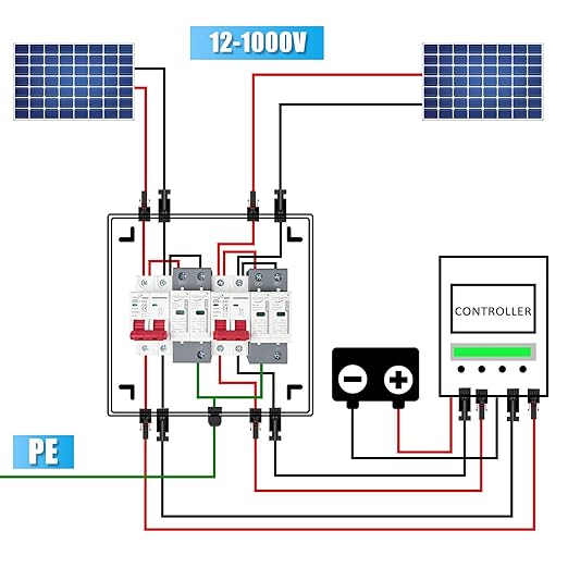 2 String 500V PV Combiner Box 2 in 2 Out Dual String 63A DC Circuit Breaker with Solar Disconnect Function Surge Protection IP65 Weather-Resistant Enclosure