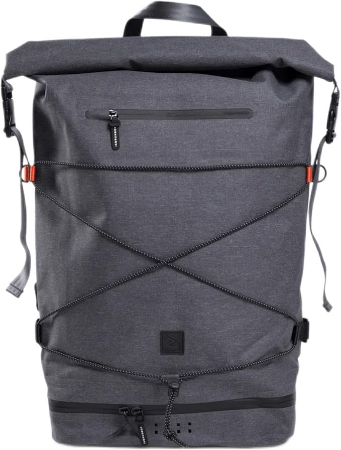 Spin Bag Durable Travel Waterproof Backpack for Men and Women Carry On Bag for Sports Work and Travel with Laptop Sleeve Shoe Compartment and Tactical Features 30 Liter Grey