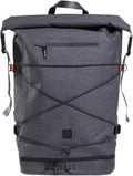 Spin Bag Durable Travel Waterproof Backpack for Men and Women Carry On Bag for Sports Work and Travel with Laptop Sleeve Shoe Compartment and Tactical Features 30 Liter Grey