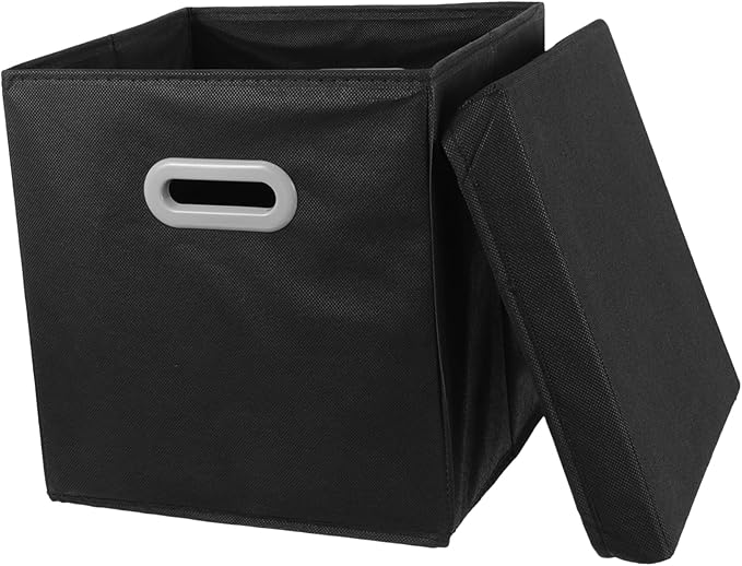 Collapsible Storage Cubes Handles Fabric Lid Storage Box for Closet under Bed Stuffed Animals
