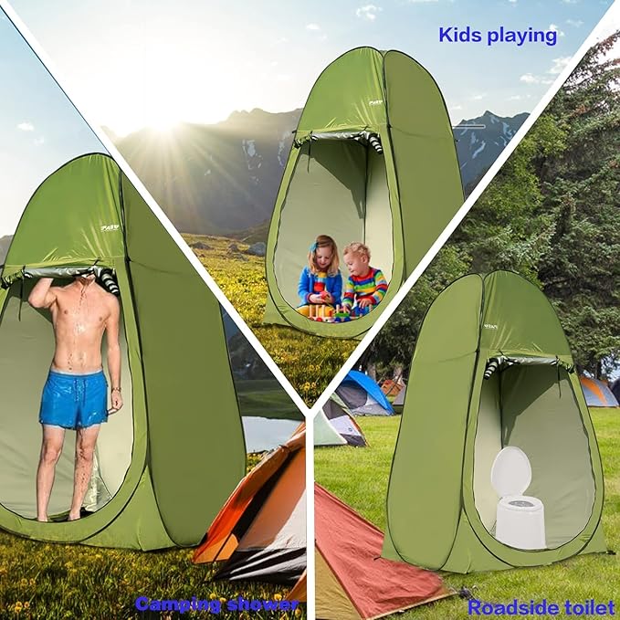 Pop Up Pod - Privacy Shower Tent with Carry Bag Dressing Room Instant Portable Toilet Stall for Camping Beach or Tailgate (Green)