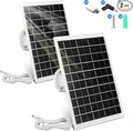 8W Solar Panel for Security Camera 2 Pack 5V Solar Panel Charger is Compatible with WYZE Battery Cam Pro Eufy Camera &amp Arlo Essential Spotlight/XL Spotlight Camera with Micro USB DC USB-C Por