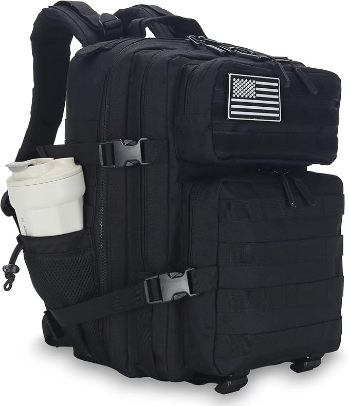 25L/45L Tactical Backpack Military Tactical Backpack Heavy Duty Molle Assault Pack for Work Gym Outdoors (1.0 25L-Black Small)