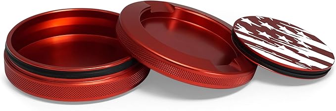 Metal Can | Metal Container for Pouches | Aluminum Used Pouch Storage Tin | Airtight O-Ring Moisture Odor Proof EDC Pocket Tin | The Banner Edition (Red)