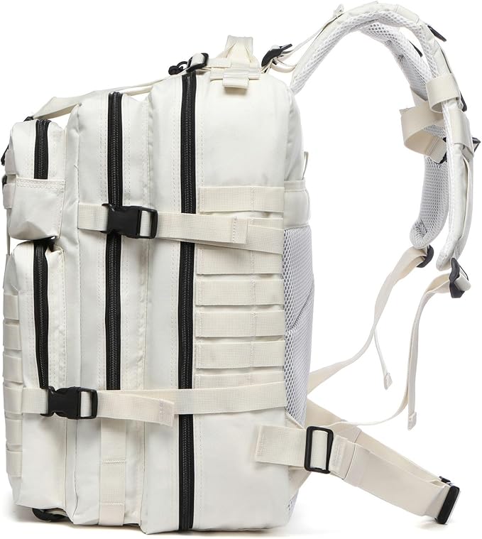 50L Sturdy Nylon Waterproof Fishing Hunting Backpack Outdoor Military Rucksacks Tactical Sports Camping Hiking (White)