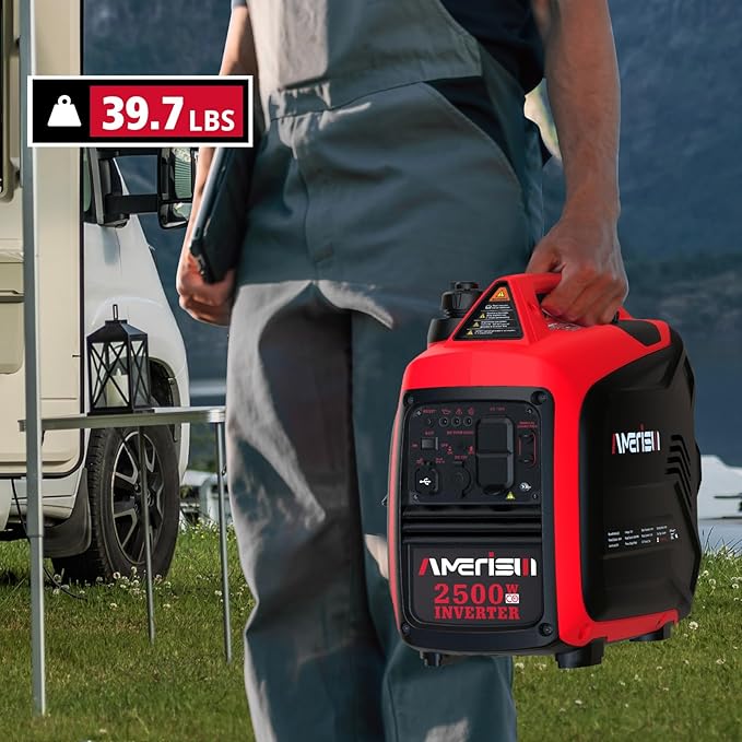 AMERISUN 2500 Watt Portable Inverter Generator with CO Sensor and Quiet Technology for Camping Tailgating (AM5020C)
