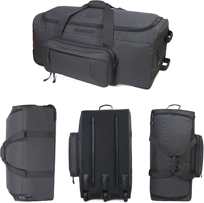Military Wheeled Deployment Bag Large Tactical Heavy Duty Duffel Bag for Camping Hiking (Grey)