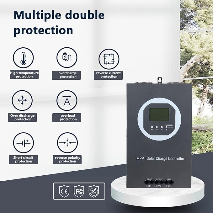 100A MPPT Solar Charge Controller 12V/24V/36V/48V Auto PV 150V Max Input 100A Solar Panel Regulator 5000W Max Input Power AGM/Gel/Flooded/Lithium Battery Compatible