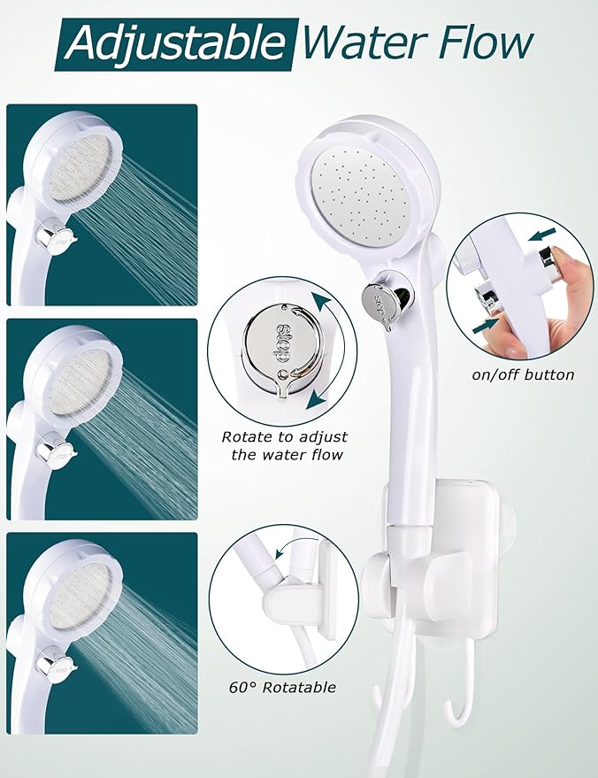 innhom Portable Shower Camping Shower Outdoor Camp Shower Pump Electric Rechargeable Portable Camping Shower Powered by Rechargeable Battery