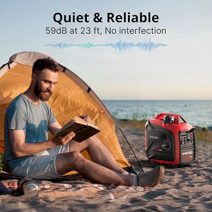 AMERISUN 2500-Watt Gas Powered Portable Inverter Generator for Home Use - Ultral Light for RV and Camping CO Sensor Outdoor and Home Backup Long Run Time