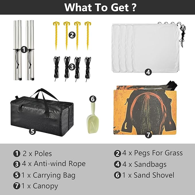 Two Cowboys Beach Tent UPF50+ Protection Lightweight Large Sun Shelter with Sand Shovel Sandbags for Camping Picnics Backyard &amp Fishing