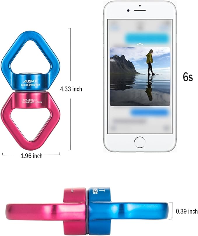 Blue Red Swing Swivel 30 KN Safest Rotational Device Hanging Accessory