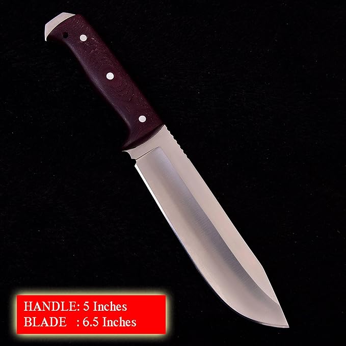 Bushcraft Knife with Sheath11.5 inch Fixed-Blade Handmade Outdoor Full Tang Knives Camping Knives Hunting Knives Survival Tactical Camp Knives Made of D2 Steel (MAROON)