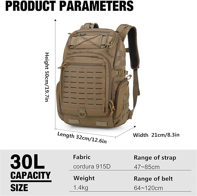 Mardingtop 30L Molle Military Backpack Tactical Backpack for Men Cordura Backpack for HikingCampingTrekking