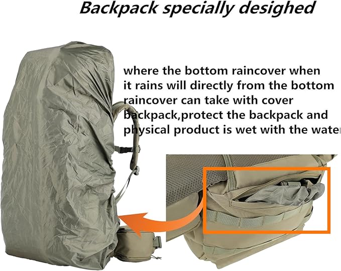 Zsearaymy 75L Hiking MOLLE Backpack with Internal Frame &amp Rain Cover for Tactical Camping Backpacking Survival Travel (OD.Green)