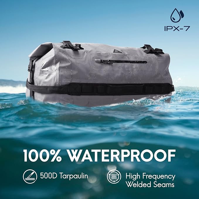 Haimont Large Waterproof Duffel Backpack Roll-Top Heavy Duty Dry Duffle Bag for Boating Travel Motorcycle Kayaking Camping 60L