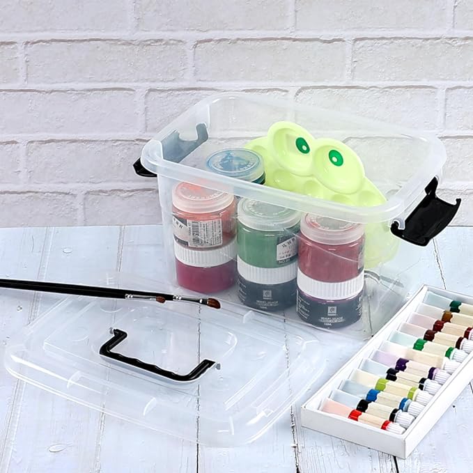 6 Quart Plastic Storage Box with Handle Clear Latching Bin with Lids 6 Packs