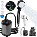 Fohil Portable Shower for Camping 6000mAh Rechargeable Portable Outdoor Shower with Digital Display IPX7 Waterproof Outdoor Camp Pump for Camping Beach Hiking Travelling Pet Cleaning