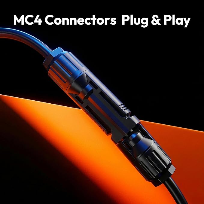 JJN Solar Extension Cable 10AWG(6mm²) 20Feet with MC4 Connector and 8Feet with OT Connector Solar Panel Adaptor Kit Tool for Solar System Two Pair (Red + Black)