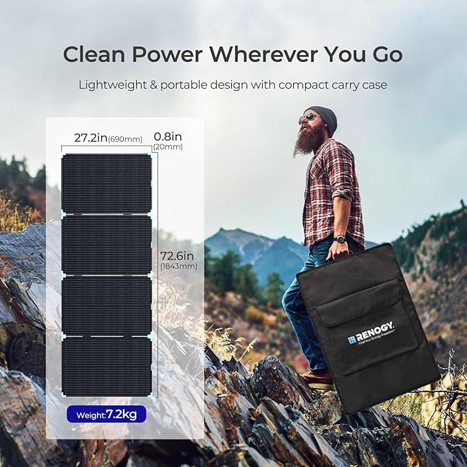 Renogy 220W Portable Solar Panel Suitcase 23% High Efficiency Foldable Solar Charger for Power Station Durable for Decades with Sturdy Kickstands IP67 Waterproof for RV Camping Off-Grid Blackouts