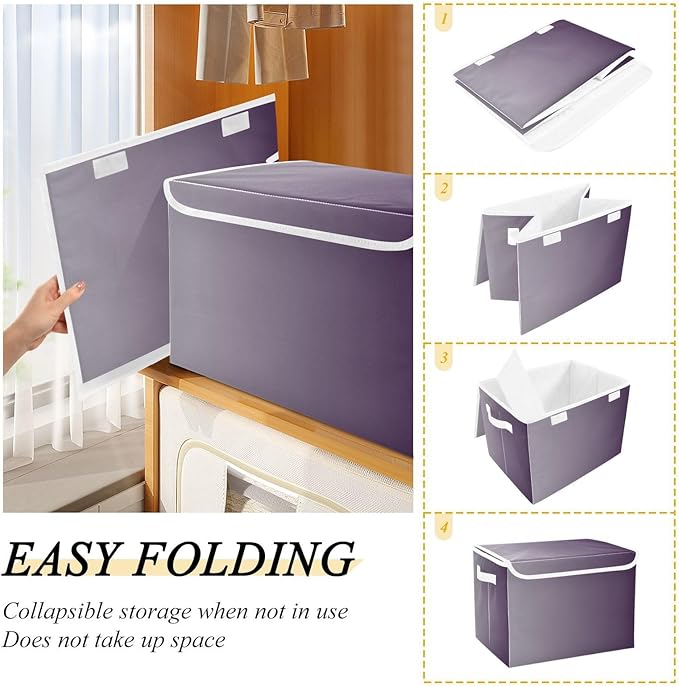 Grey Gradient Storage Containers with Lids Stackable Fabric Storage Bags for Clothes for Office Supplies Home Decor