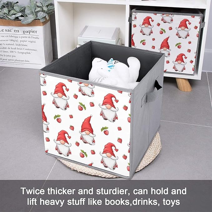 Collapsible Storage Bins with Handles Gnome Large Capacity Foldable Cube Box for Blankets Comforters Pillows Perfect for Linen Closet Storage