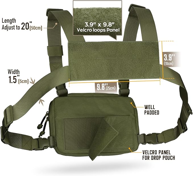 WYNEX Tactical Chest Rig Bag Molle Chest Pouch Utility Recon Kit Pack Bag EDC Pouch Running WYNEX Tactical Molle Admin Pouch of Laser Cut Design Utility Pouch