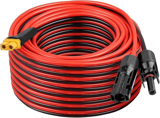 XRDS -RF Solar Connector to XT60 Cable 50FT 10AWG Solar to XT60 Female Extension Cable 600V Rated Power Cable for Solar Panels Batteries Power Stations – Heavy-Duty High Current Transfer