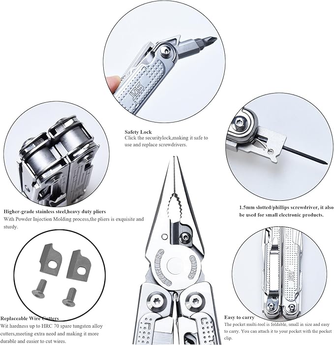 SQT2048 20-in-1 Multitool Foldable &amp Self-Locking Professional Tool for DIY Home Repairs Outdoor Camping – Must-Have Gifts for Men Compact Durable All-in-One Tool for Every Task