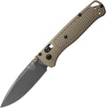 Benchmade - Bugout Outdoor EDC Folding Knife Slim Lightweight Plain Edge Drop-Point Blade CPM-S30V Stainless Steel (58-60HRC) Grivory Handle (535GRY-1)