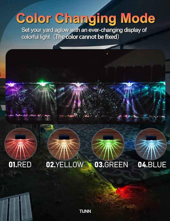 TIJNN Solar Deck Lights Outdoor Solar Fence Lights Waterproof Led for Outdoor Stairs Step YardPatio Decor Illumination - 8 Pack
