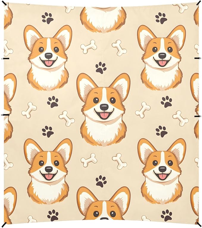 ALAZA Cute Dog Bone Footprint Pattern Beach Tent Sun Shelter Portable Canopy Sunshade for Outdoor Camping Picnics Backyard Fun 10x9 ft