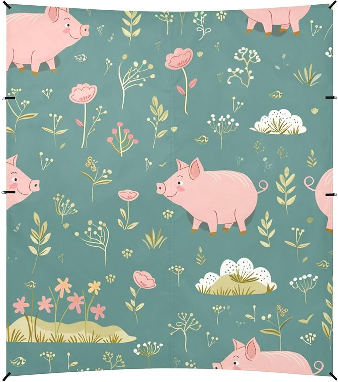 ALAZA Cute Funny Pigs Standing on A Meadow Beach Tent Sun Shelter Portable Canopy Sunshade for Outdoor Camping Picnics Backyard Fun 10x9 ft