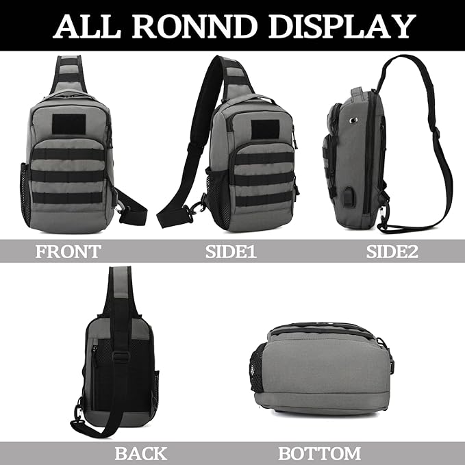Valinov Tactical Shoulder BagMolle Shoulder BackpacksMilitary Sling Daypack Backpack with USB Charging port
